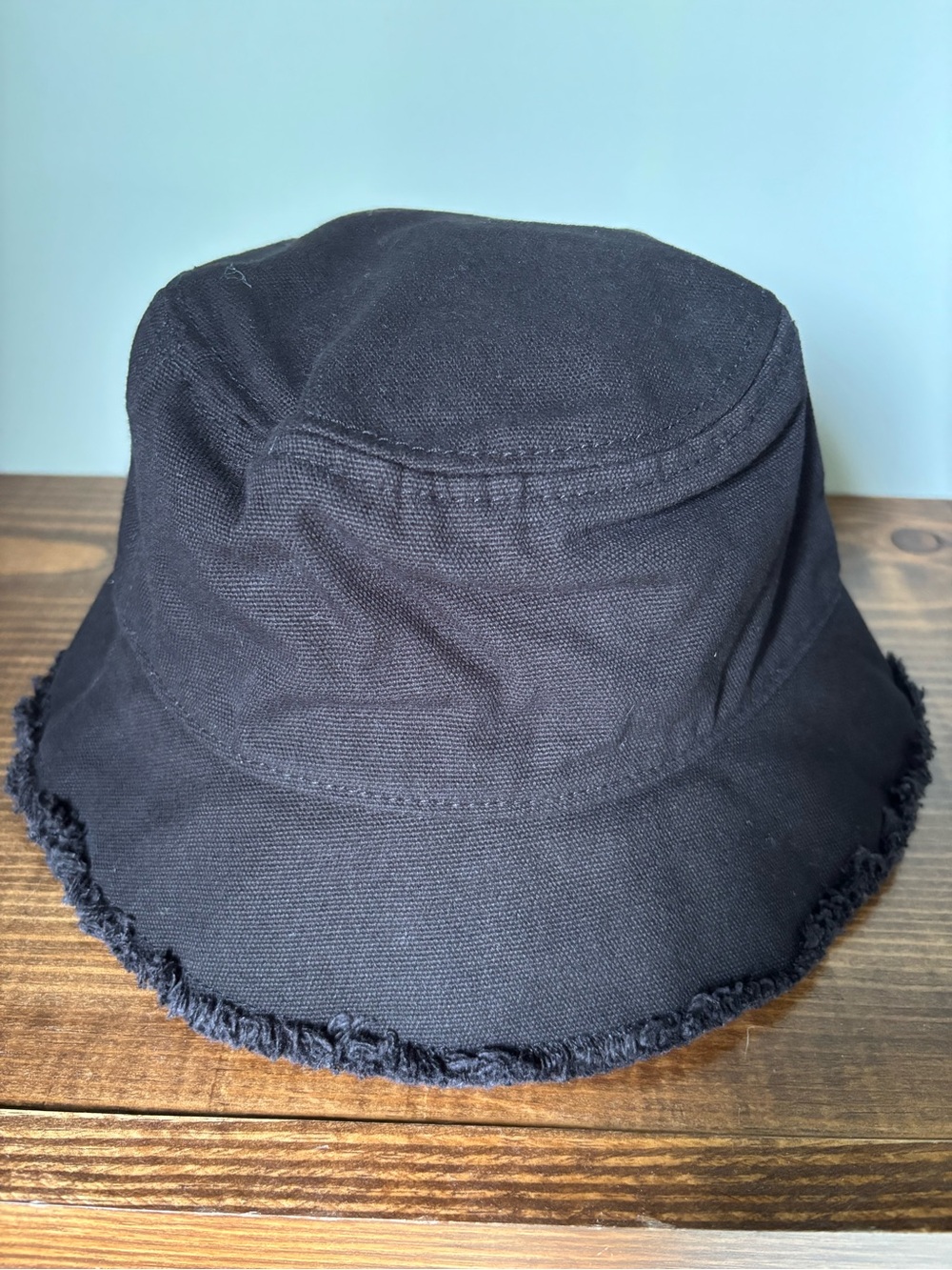 J. Crew Black Frayed-Edge Bucket Hat